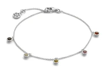 Sky Fußkettchen - 14kt. Weißgold - mehrfarbiger Topas